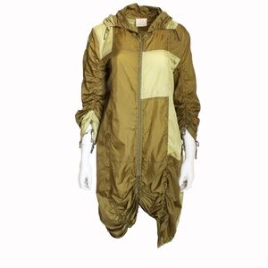 Norma Kamali OMO Parachute Jacket Khaki Green Color Block Rare Vintage 80s HTF